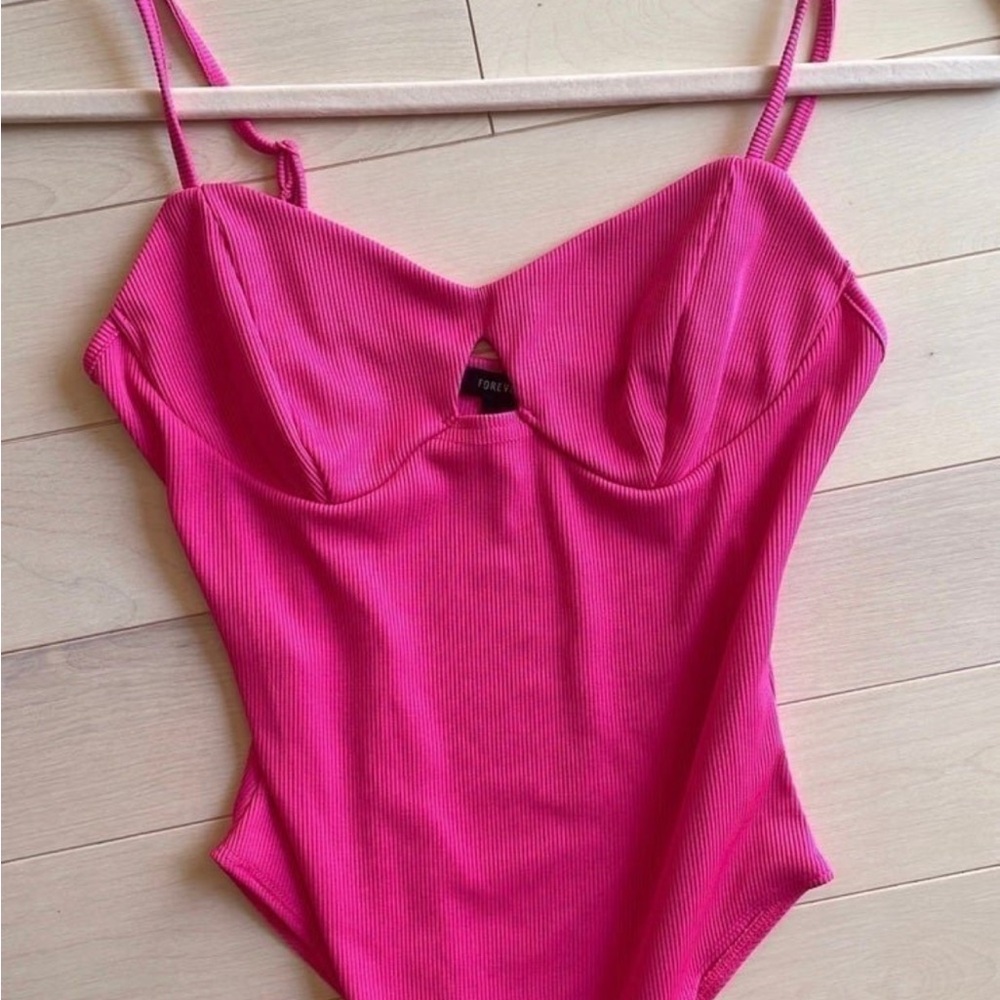 Forever 21 Pink Ribbed Bodysuit